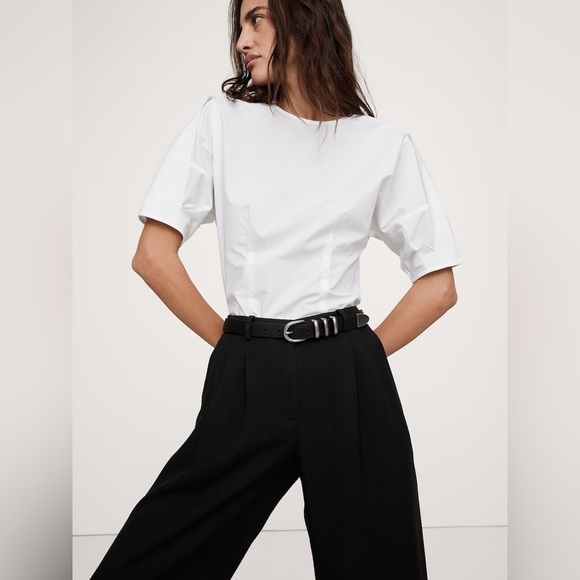 NWT! Banana Republic Black Soho Mid-Rise Pleated Wide-Leg Drapey Twill Pant 🤎 - Picture 3 of 4